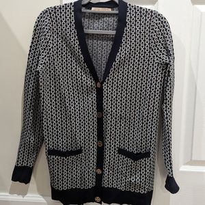 Tory Burch Gemini Link Jacquard Relaxed Cardigan